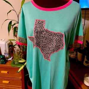 Sequins and Leopard print w/ Texas state design! NWOT